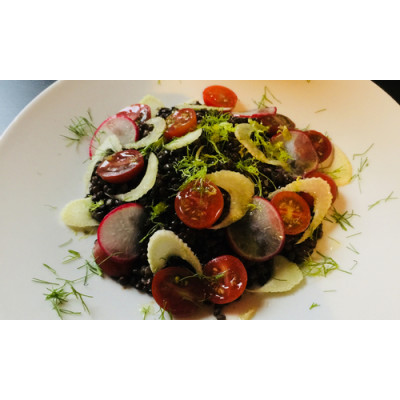 Linsen-Salat mit Fenchel, Tomaten, Radieschen und fruchtigem Olivenöl-Dressing. - Linsen-Salat mit Fenchel, Tomaten, Radieschen und fruchtigem Olivenöl-Dressing.