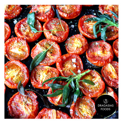 Ofengetrocknete Tomaten in Olivenöl mit Salbei und Fleur de Sel - Ofengetrocknete Tomaten in Olivenöl mit Salbei und Fleur de Sel
