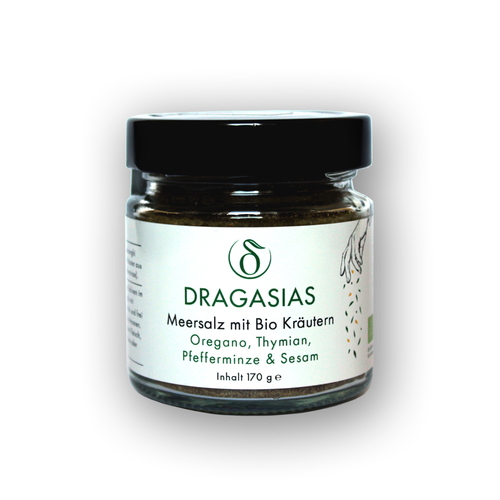 Dragasias Meersalz mit Bio Oregano-Thymian-Minze und Sesam 170 g