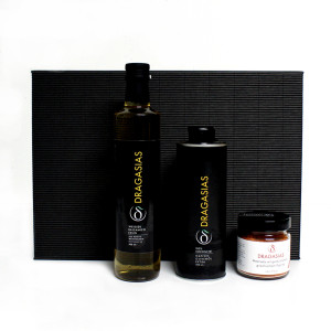 Geschenkbox mit Dragasias Olivenöl, weißem...