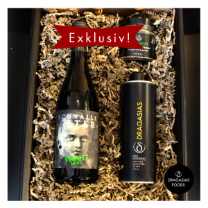 Geschenkbox mit Dragasias Olivenöl, Schnalle-Peter...