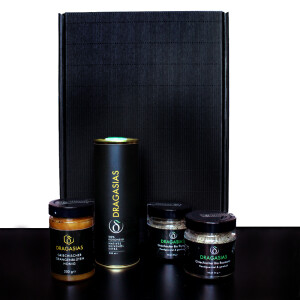 Geschenkbox mit Dragasias Olivenöl, Thymian,...